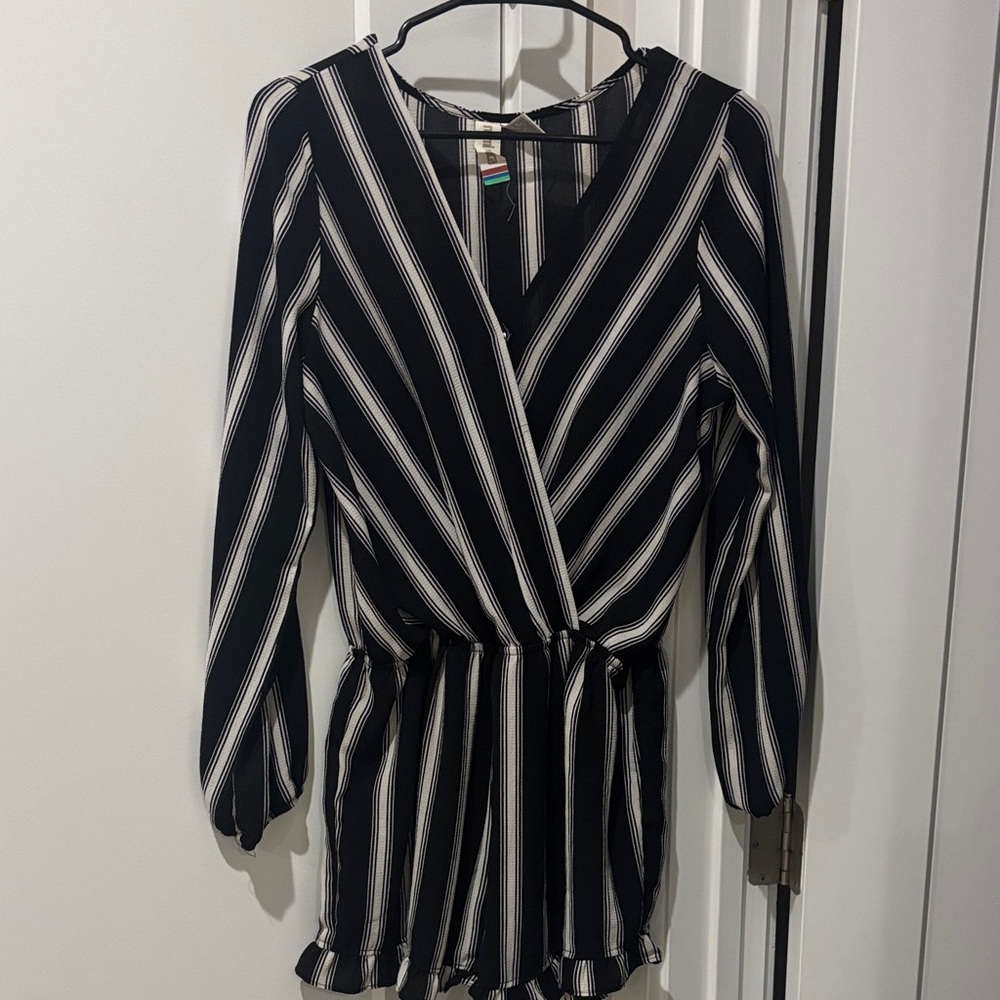 Mimi Chica Black and White Striped Jumpsuit